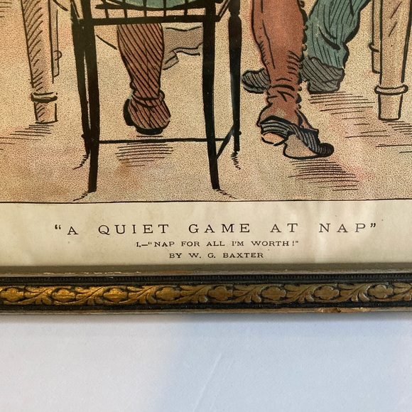 Antique W.G. Baxter Framed Print “A Quiet Game at Nap” - Picture 2 of 5